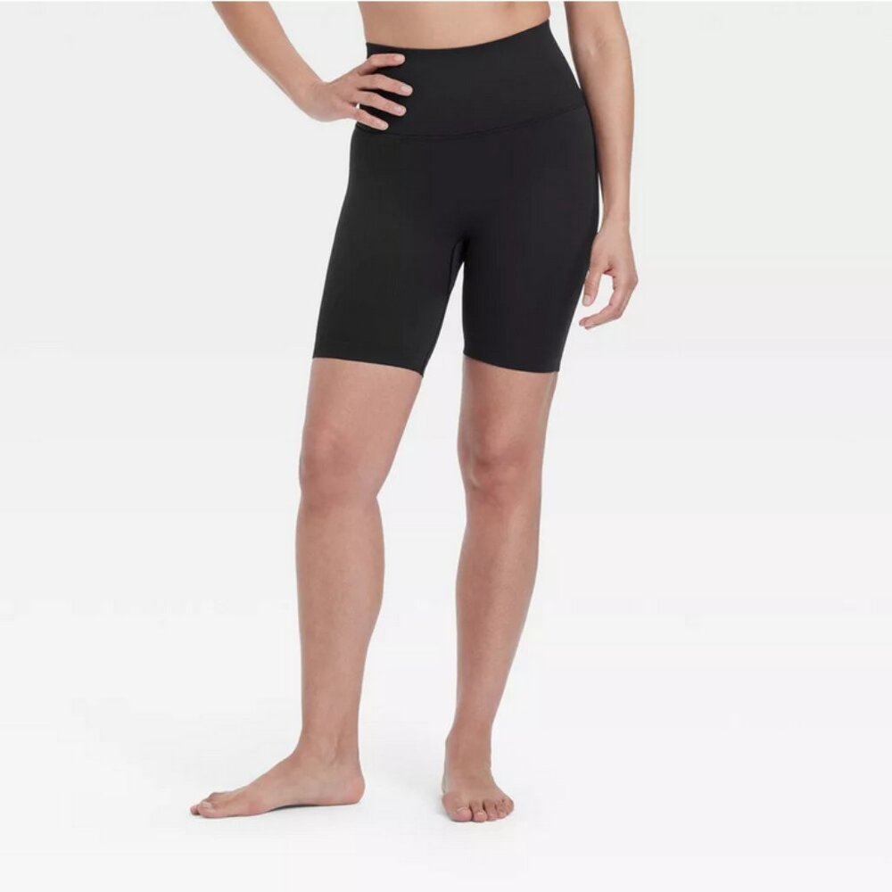 Women's Seamless High-Rise Rib Bike Shorts 6" - All In Motion™ Black S